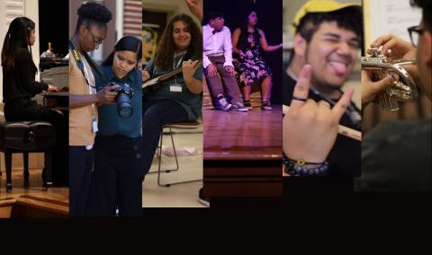 Photos of students engaging in the arts