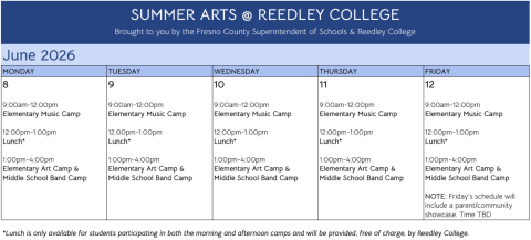Image of a calendar of events for June 8-12, 2026