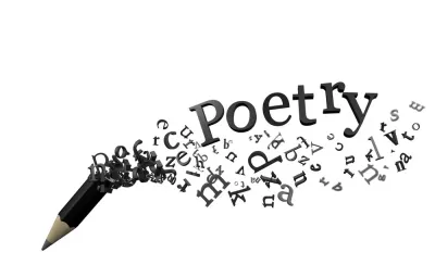 Pencil with the word poetry and other letters